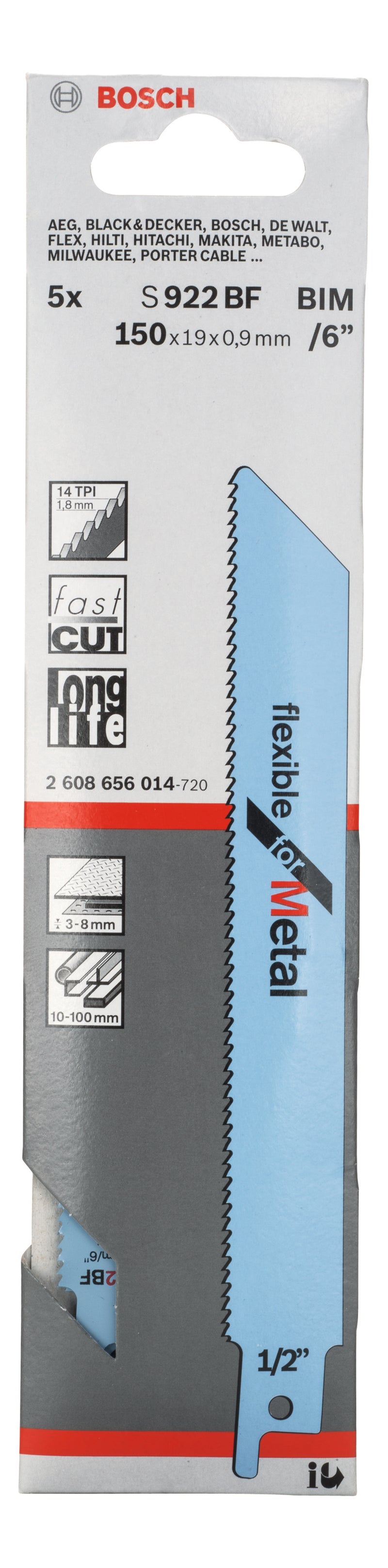 Bosch S922BF BIM Flexível para Metal - Embalagem de 5