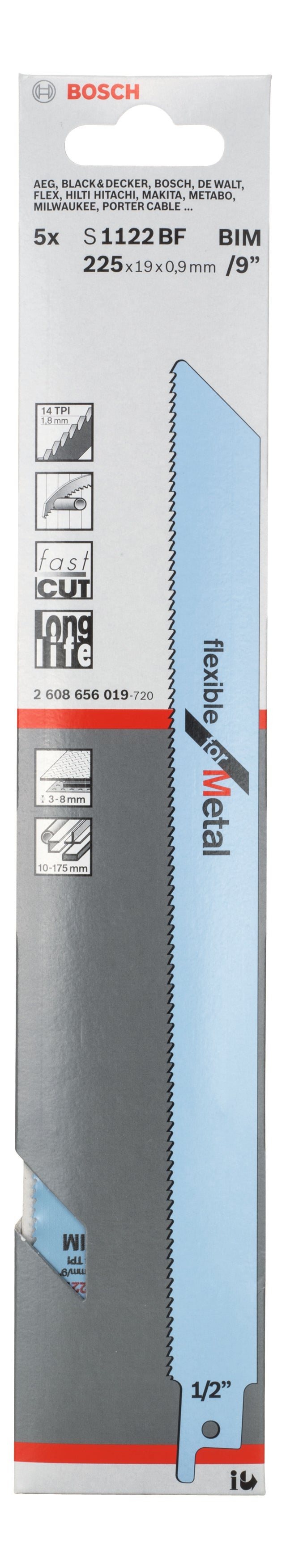 Bosch S1122BF BIM Flexible for Metal 5Pack