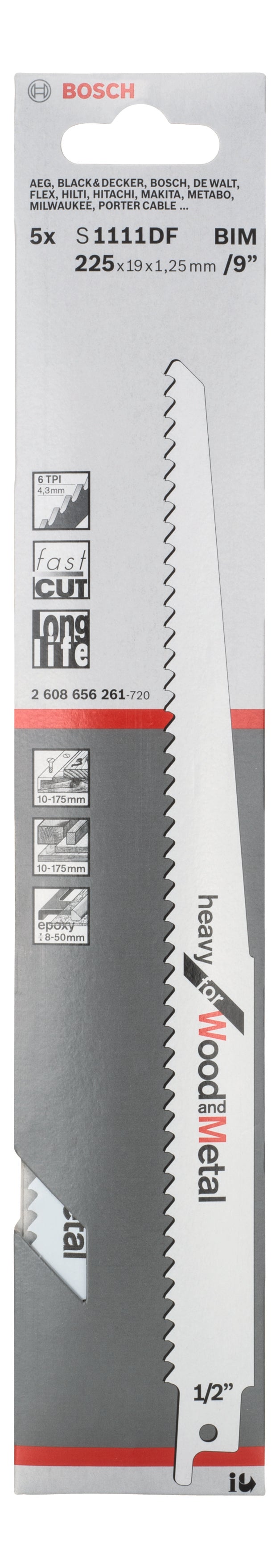 Bosch Reciprocating saw blade S 1111 DF 5pcs