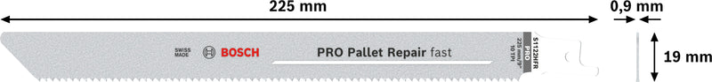 Lâmina rápida Bosch PRO Pallet Repair S1122HFR 0,9 x 19 x 225 mm, 5 unid.