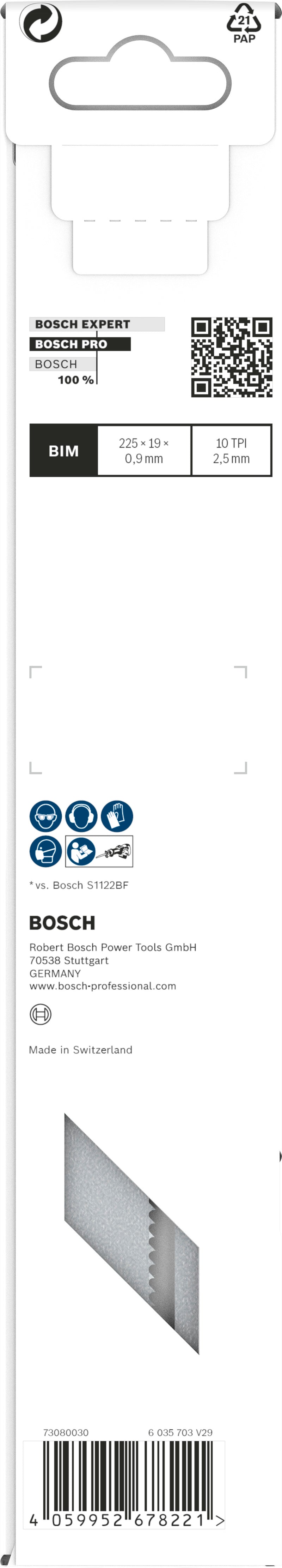 Lâmina rápida Bosch PRO Pallet Repair S1122HFR 0,9 x 19 x 225 mm, 5 unid.