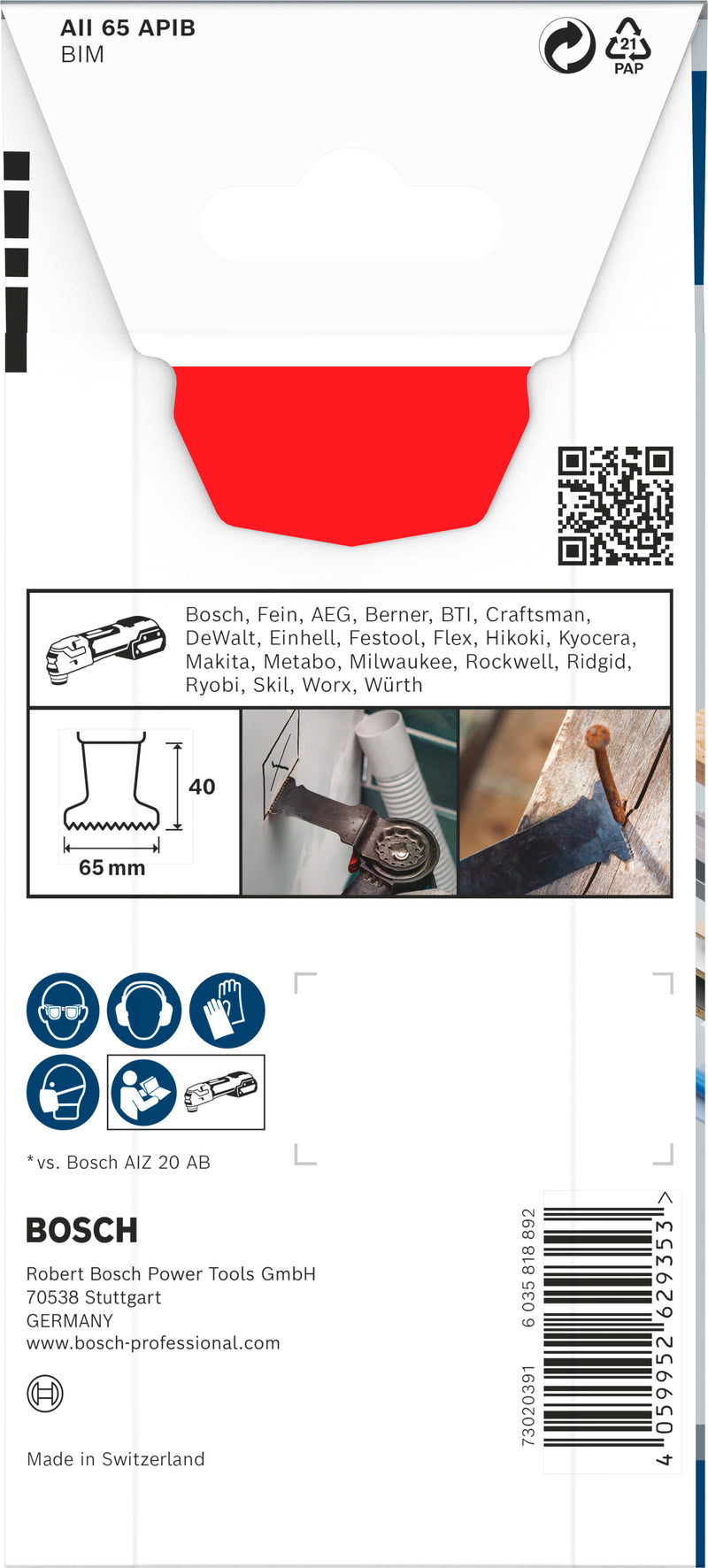 Hoja de corte por inmersión Bosch RB-1ER AII65 APIB