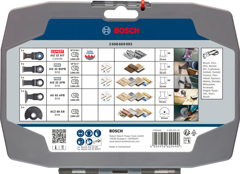 Hojas de sierra de sable, multiherramienta, juegos de accesorios Bosch (juego de corte, 5 piezas)