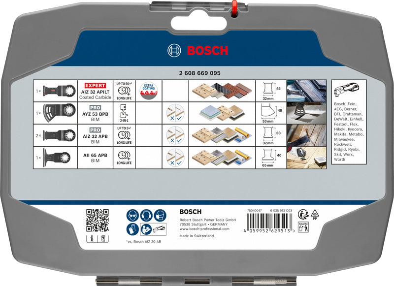 Lâminas de serra sabre, ferramenta multifunções, conjuntos Bosch Accessories (Conjunto para eletricistas e gesso-cartonado, 5 peças)