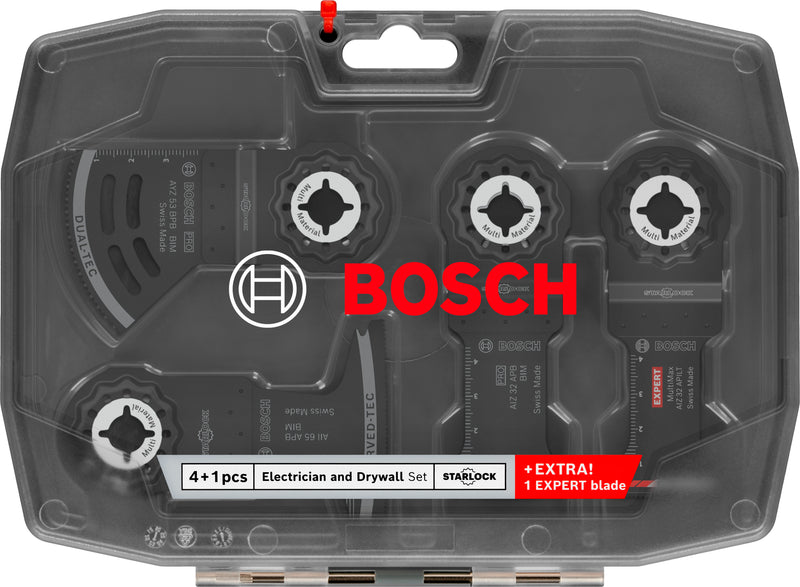 Lâminas de serra sabre, ferramenta multifunções, conjuntos Bosch Accessories (Conjunto para eletricistas e gesso-cartonado, 5 peças)