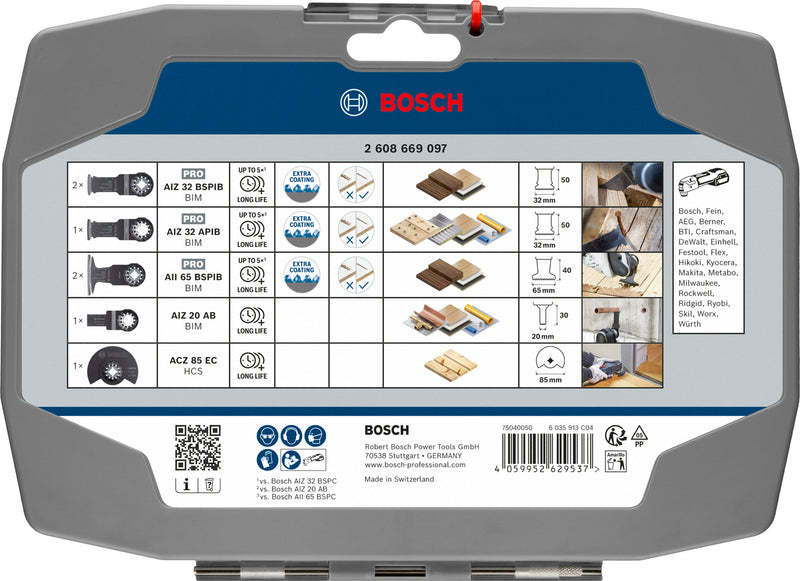 Lâminas de serra sabre, ferramenta multifunções, conjuntos Bosch Accessories (Conjunto de madeira, 7 unid.)