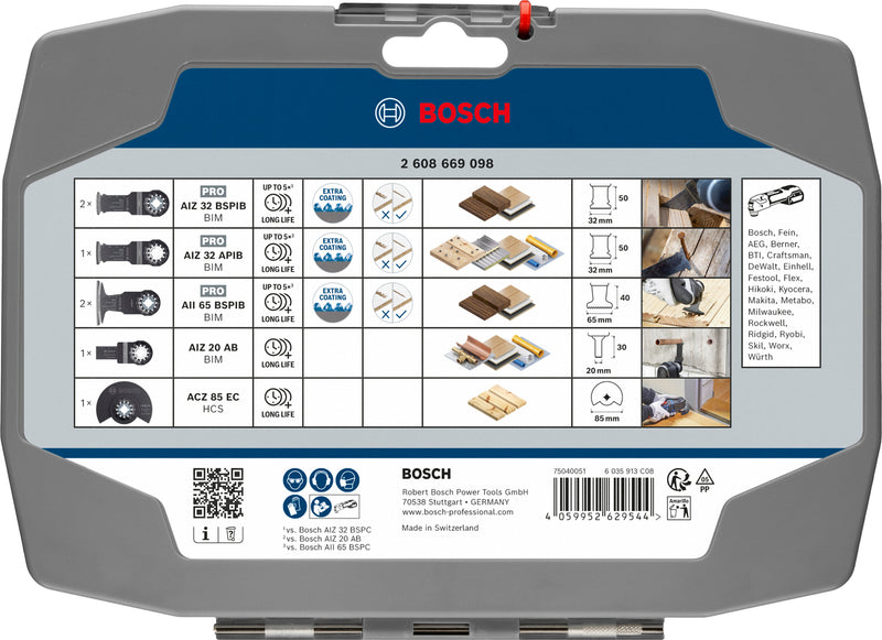 Reciprocating saw blades, multi-tool, Bosch Accessories sets (7-piece wood set)