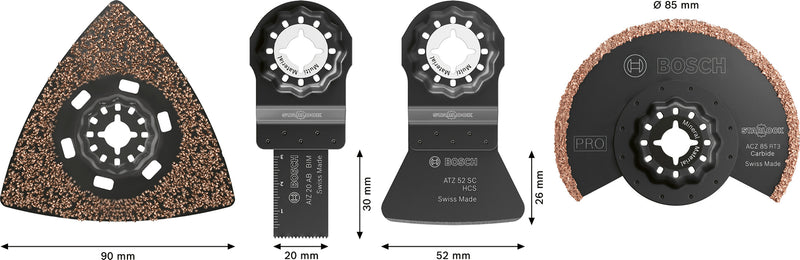 Reciprocating saw blades, multi-tool, Bosch Accessories sets (Tiling Set, 4 pieces)