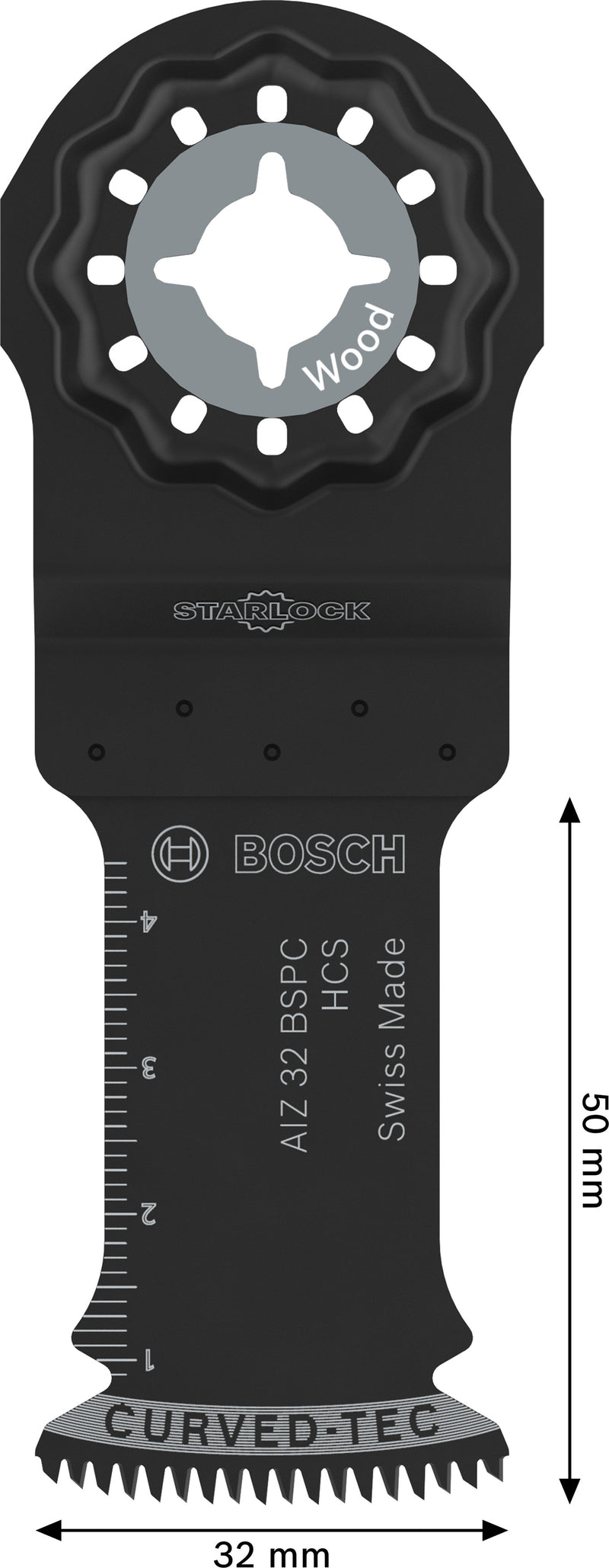 Bosch Accessories reciprocating saw blades, multi-tool (AIZ 32 BSPC wood cutting blade, Starlock, 32 x 50 mm)
