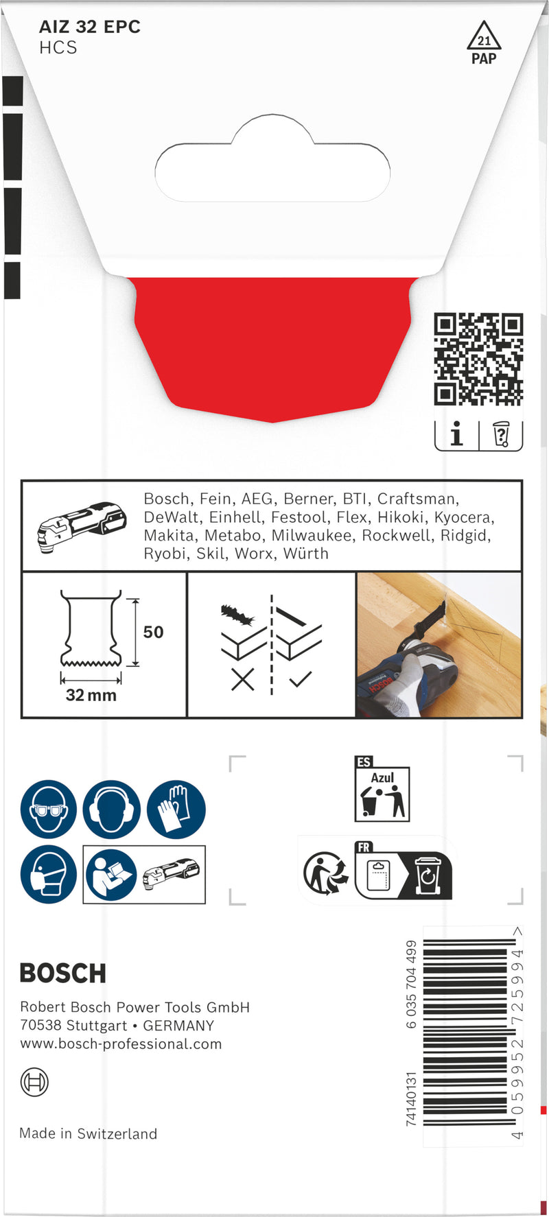 Lâminas de serra sabre, ferramenta multifunções Bosch Accessories (Lâmina de corte para madeira AIZ 32 EPC, Starlock, 32 x 60 mm)