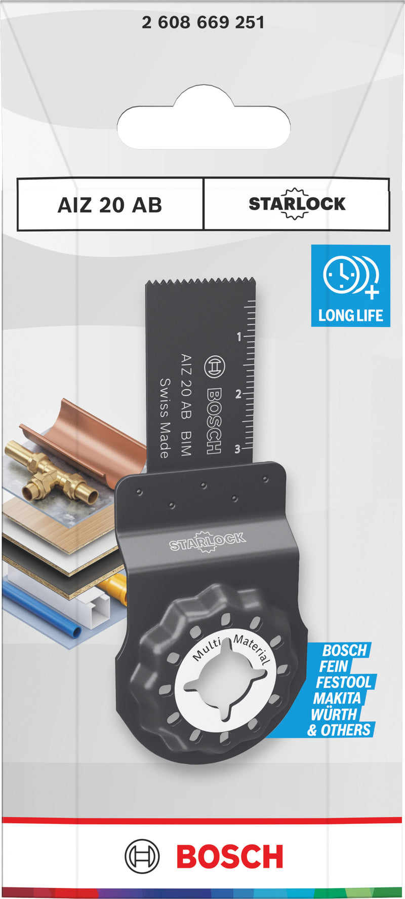 Lâminas de serra sabre, ferramenta multifunções Bosch Accessories (Lâmina de corte multimaterial AIZ 20 AB, Starlock, 20 x 30 mm)