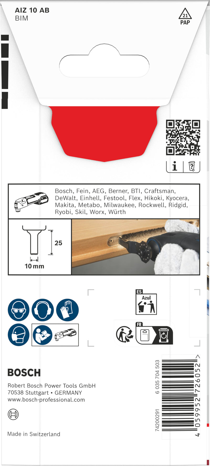 Lâminas de serra sabre, ferramenta multifunções Bosch Accessories (Lâmina de corte multimaterial AIZ 10 AB, Starlock, 10 x 25 mm)