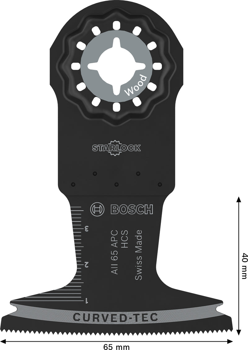 Bosch Accessories reciprocating saw blades, multi-tool (AII 65 APC wood cutting blade, Starlock, 65 x 40 mm)