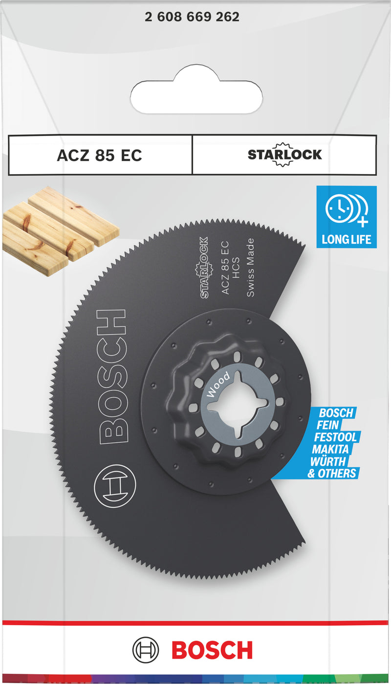 Bosch Accessories reciprocating saw blades, multi-tool (ACZ 85 EC wood cutting blade, Starlock, 85 mm)