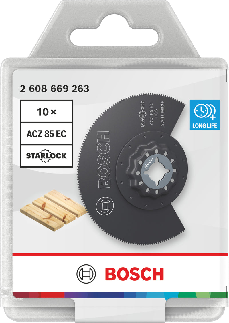 Lâminas de serra sabre, ferramenta multifunções Bosch Accessories (Lâmina de corte para madeira ACZ 85 EC, Starlock, 85 mm, 10 unid)