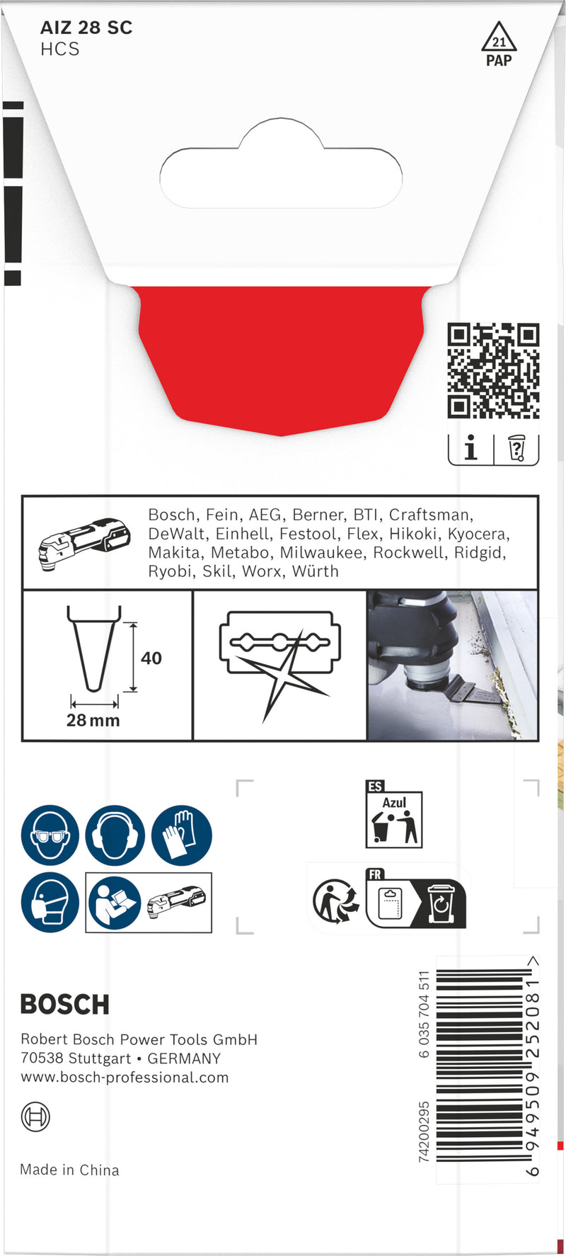 Lâminas de serra sabre, ferramenta multifunções Bosch Accessories (Lâmina de corte para plástico AIZ 28 SC, Starlock, 28 x 40 mm)