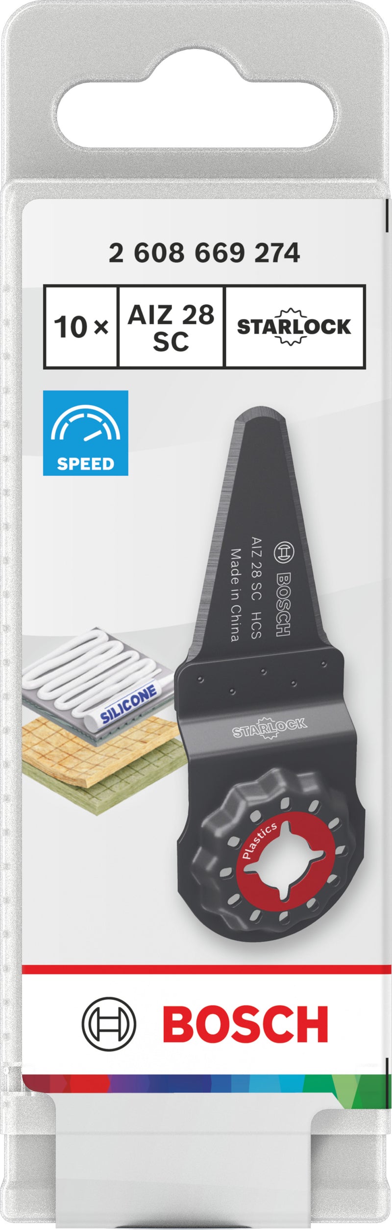 Bosch Accessories reciprocating saw blades, multi-tool (AIZ 28 SC plastic cutting blade, Starlock, 28 x 40 mm, 10 units)