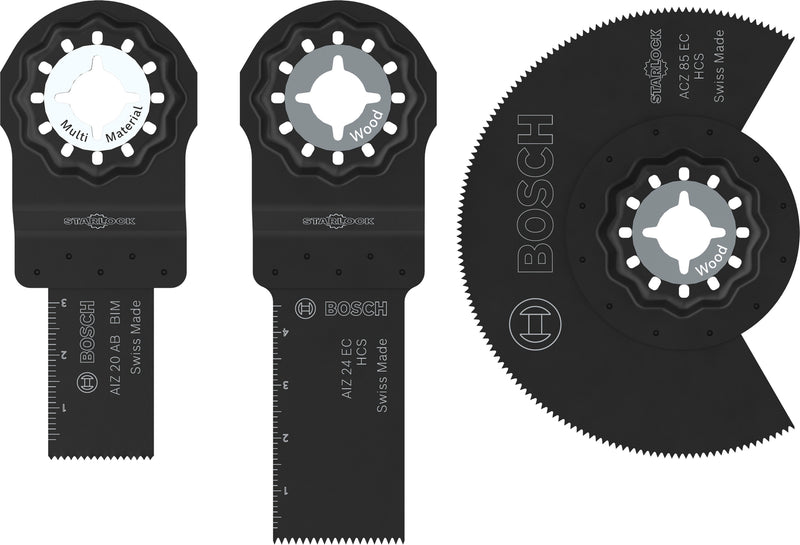 Hojas de sierra de sable, multiherramienta, juegos de accesorios Bosch (juego de hojas para madera y metal blando, 3 piezas)