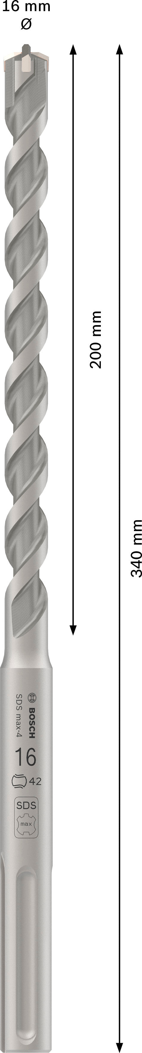 Bosch Rotary hammer bit M4. Ø16x200x340