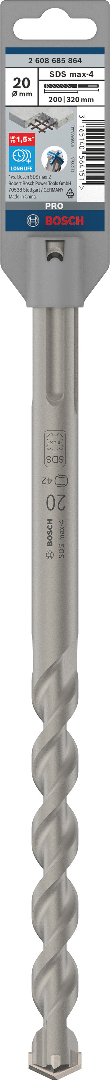 Broca para martelo rotativo Bosch M4. Ø20x200x320