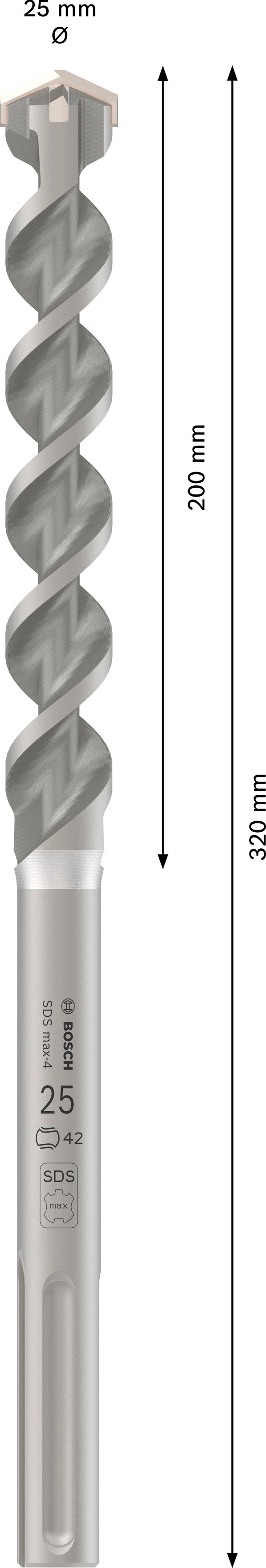 Bosch Rotary hammer bit M4. Ø25x200x320