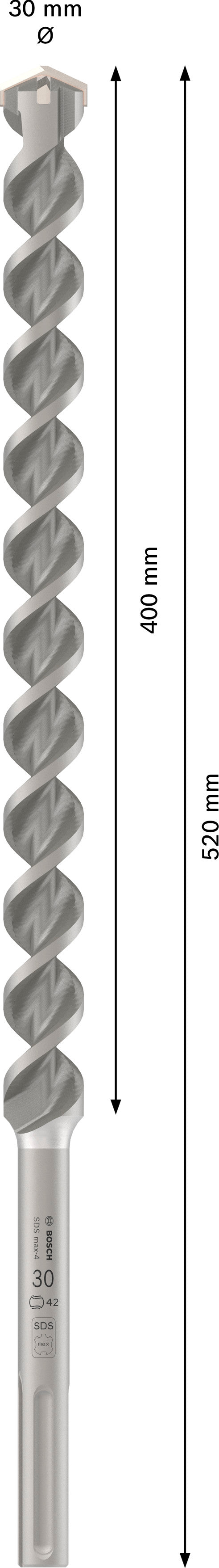 Bosch Rotary hammer bit M4. Ø30x400x520