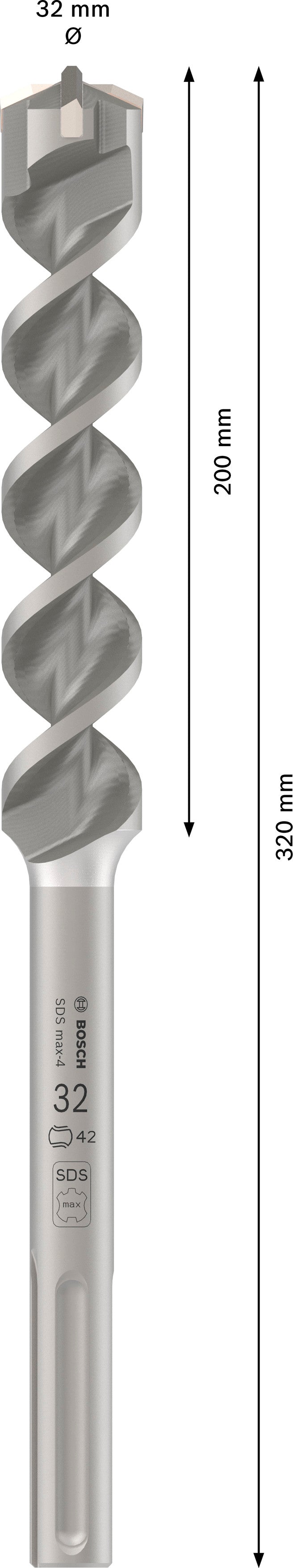 Bosch Rotary hammer bit M4. Ø32x200x320