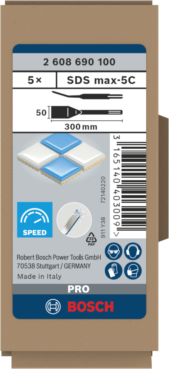 Cinzel para Azulejos Bosch SDS Max (Caixa de 5)