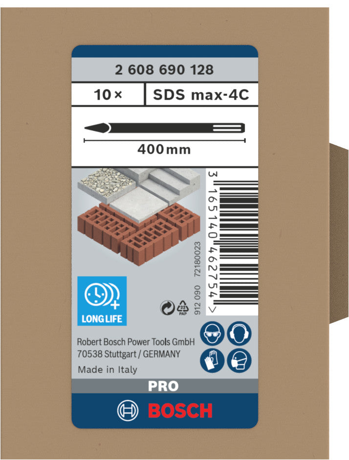 Bosch Set 10 pointed chisels SDS-Max, 400 mm