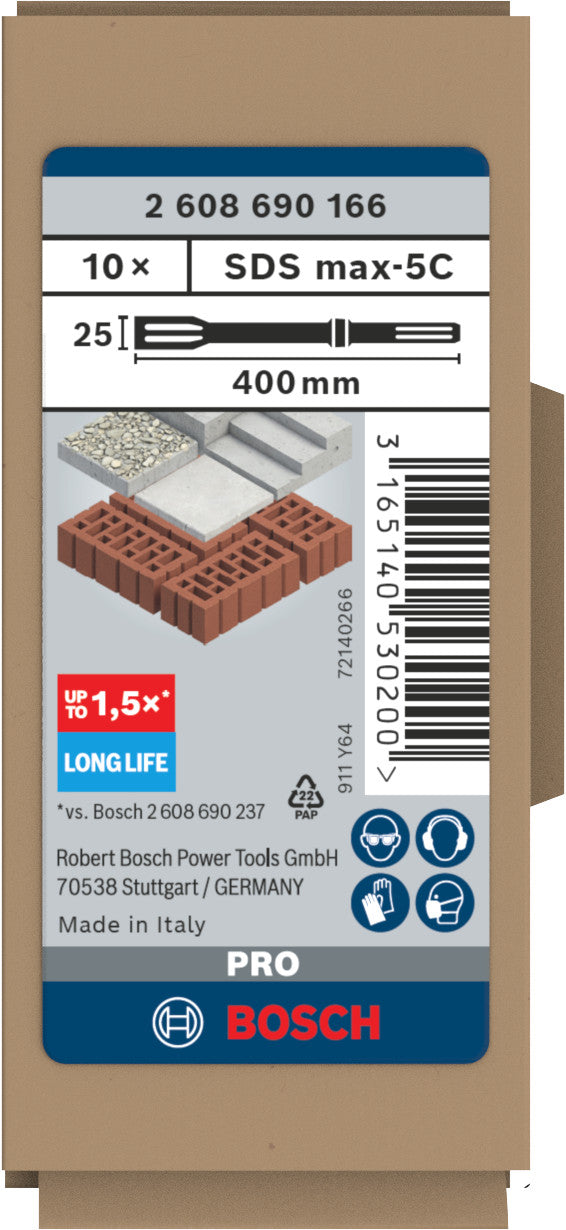 Bosch Set 10 flat chisel RTec SDS-Max,400x25mm