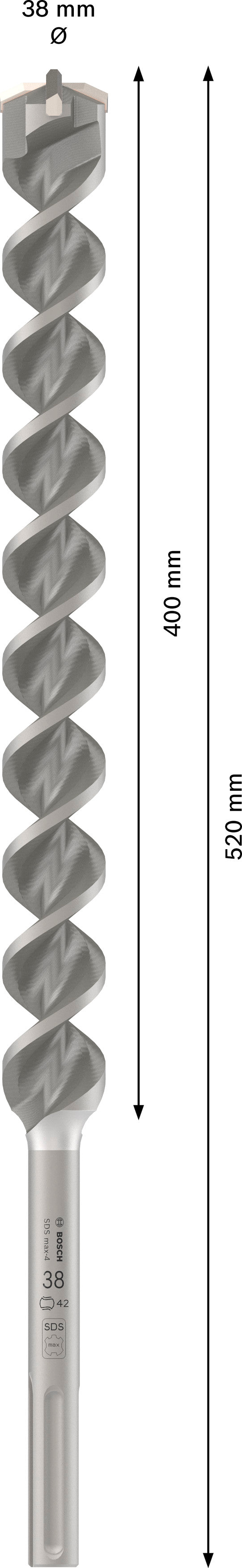Bosch SDSmax hammer drill bit 38x400/520M4