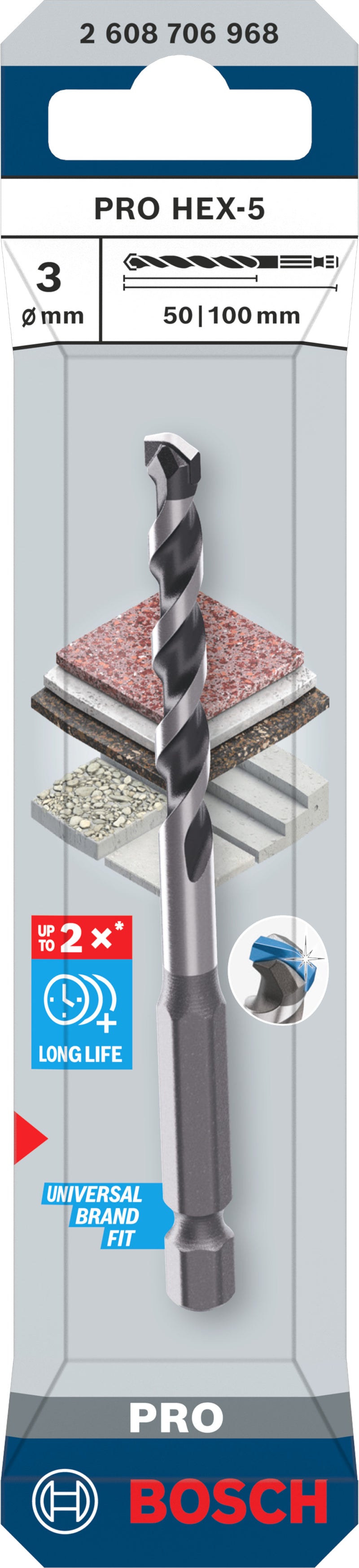 Accesorios Bosch Taladro (Taladro PRO HEX-5, 3x50x100 mm)
