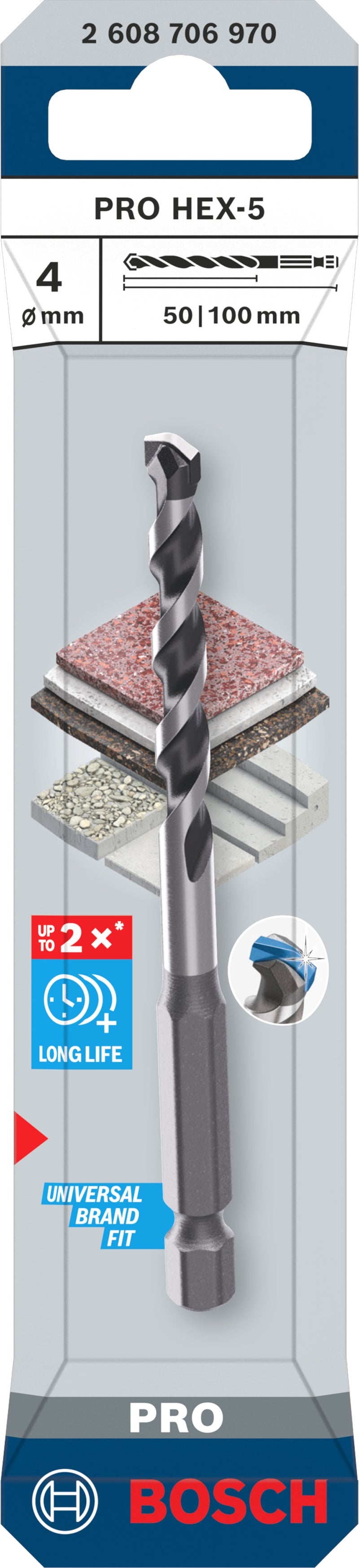 Broca Bosch Accessories (Broca PRO HEX-5, 4x50x100 mm)