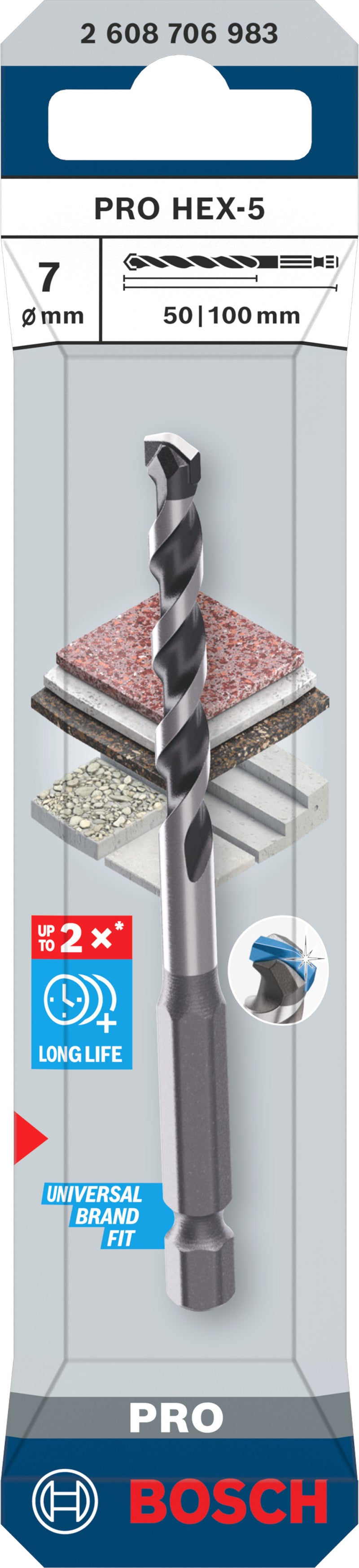 Bosch Accessories Drill (PRO HEX-5 Drill, 7x50x100 mm)