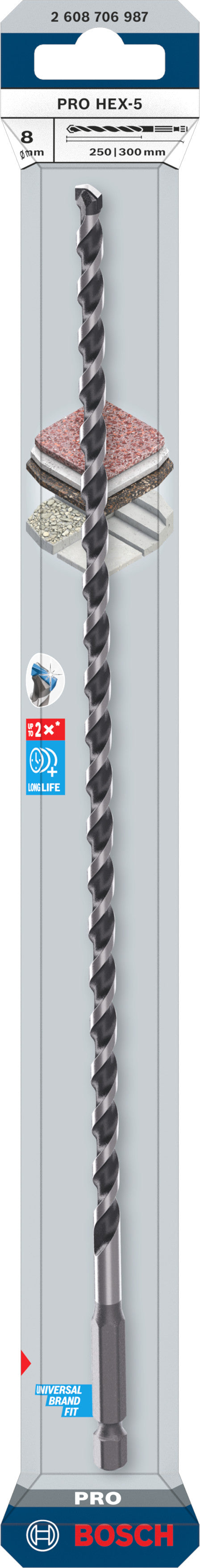 Accesorios Bosch Taladro (Taladro PRO HEX-5, 8x250x300 mm)