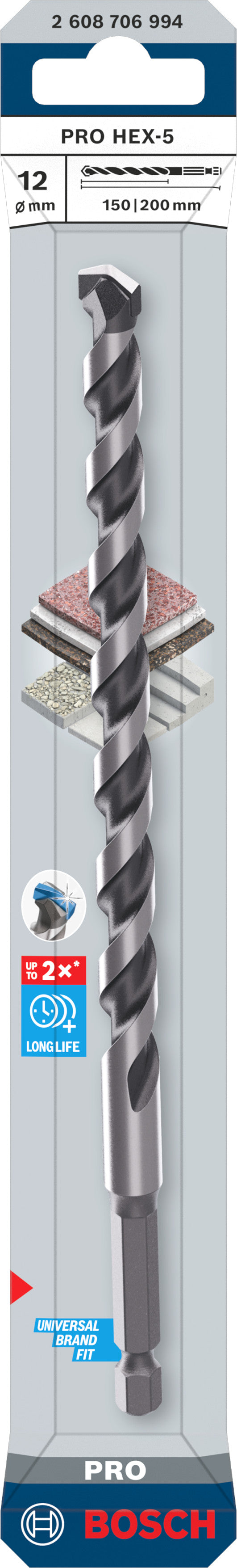 Bosch Accessories Drill (PRO HEX-5 Drill, 12x150x200 mm)