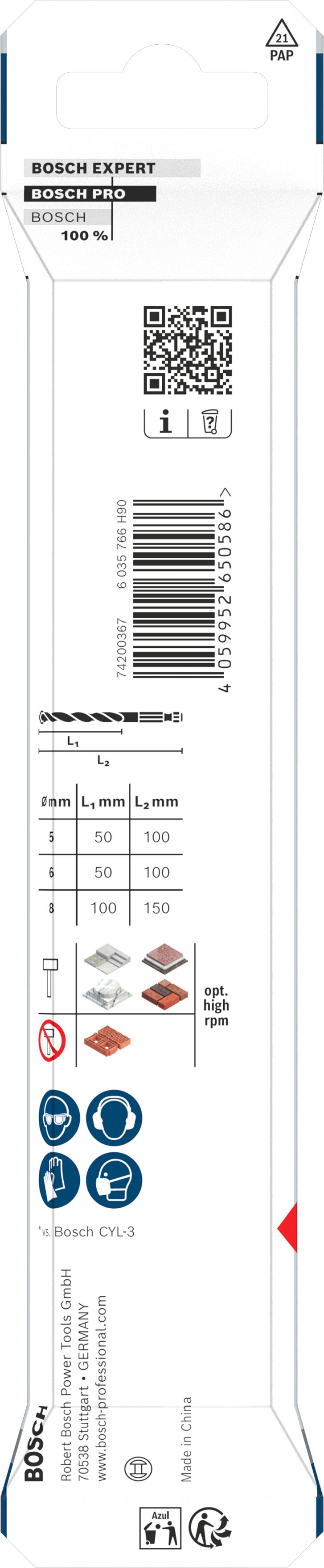 Broca, sortido Bosch Accessories (Conjunto de brocas PRO HEX-5, 5x100, 6x100, 8x150 mm, 3 peças)
