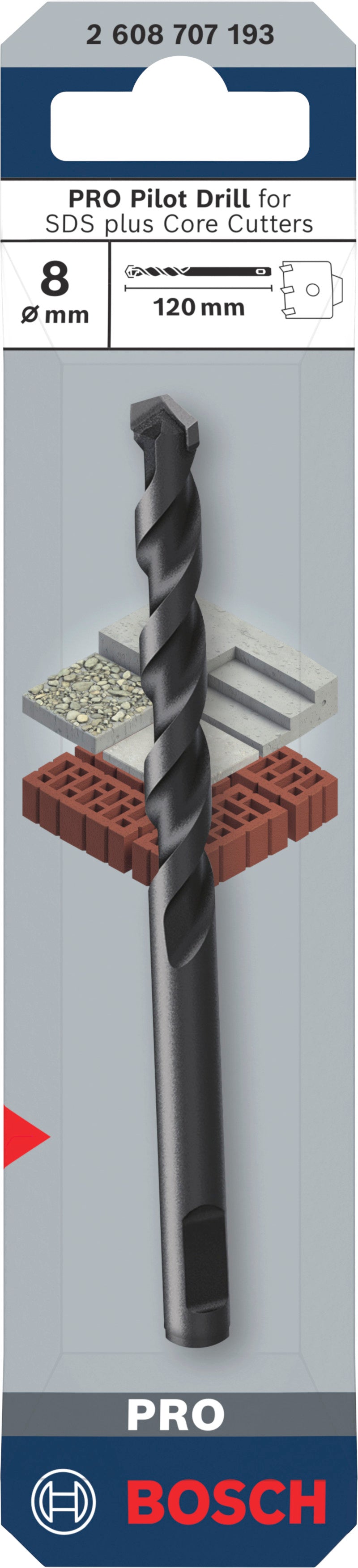 Bosch Accessories Core Drills (PRO Pilot Drill for SDS plus Core Cutter, 8 x 120 mm)