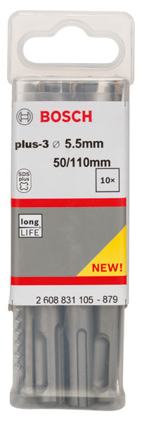 Bosch Set 10 pcs. SDS-Plus 3, 5.5 x 50 x 110mm