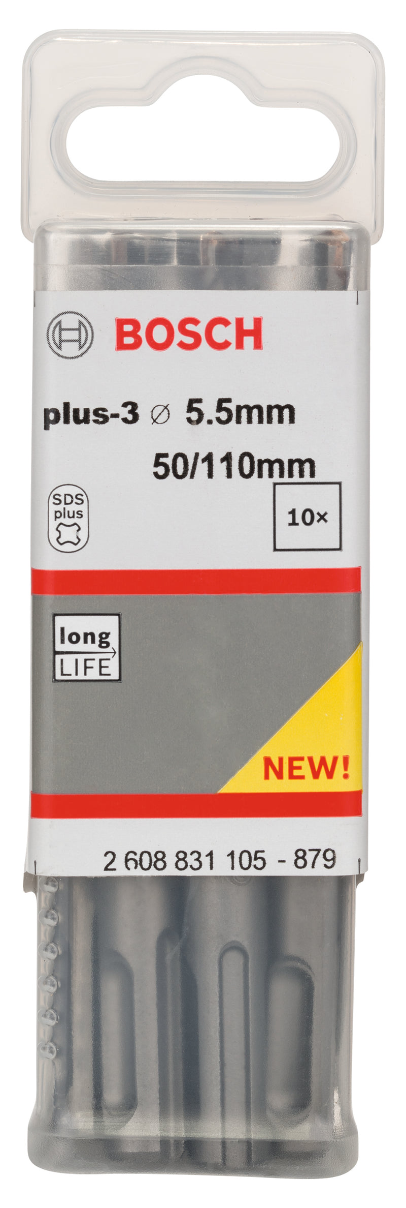 Bosch Set 10 pcs. SDS-Plus 3, 5.5 x 50 x 110mm