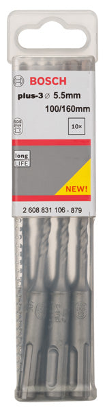 Bosch Set 10 pcs. SDS-Plus 3, 5.5x100x160 mm