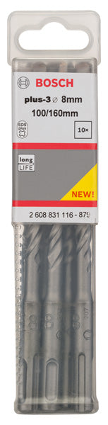 Bosch Set 10 pcs. SDS-Plus 3, 8 x 100 x 165 mm