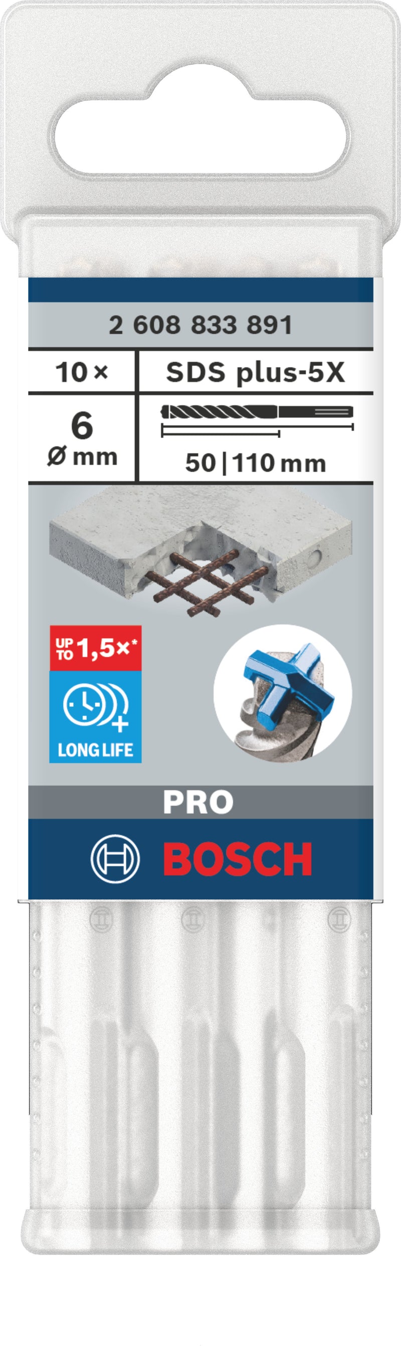 Bosch SDS plus-5X hammer bits 10pcs 6x50x110