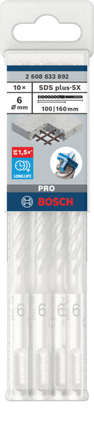 Brocas de martillo Bosch SDS plus-5X (10 unidades, 6 x 100 x 160)