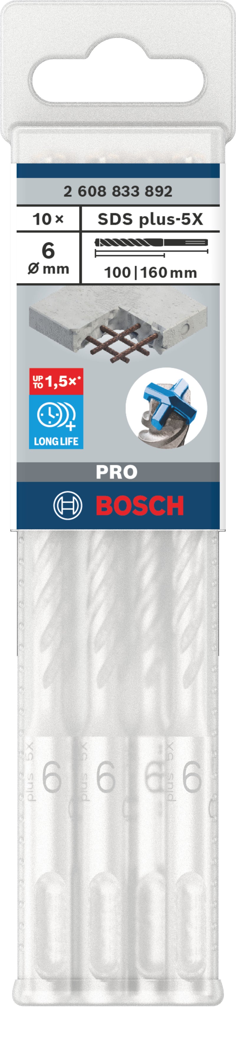 Brocas de martillo Bosch SDS plus-5X (10 unidades, 6 x 100 x 160)
