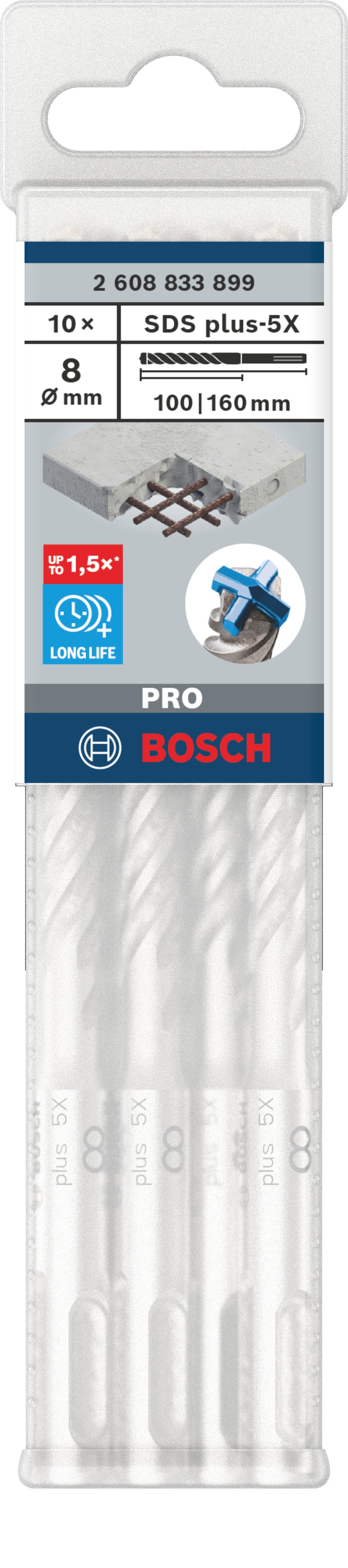 Bosch SDS plus-5X hammer bits 10pcs 8x100x160