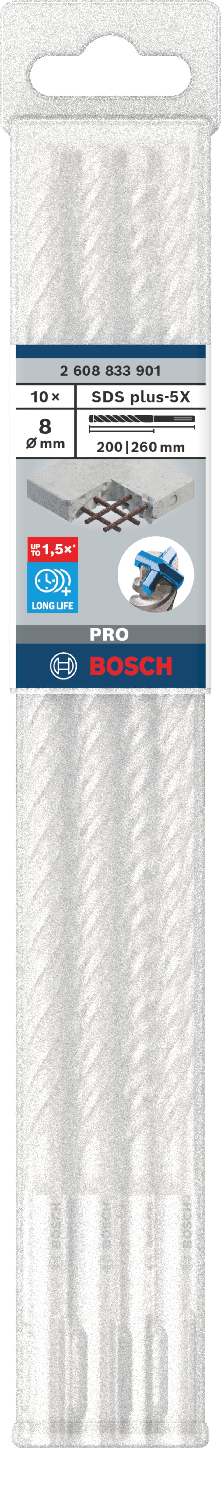 Bosch SDS plus-5X hammer bits 10pcs 8x200x260