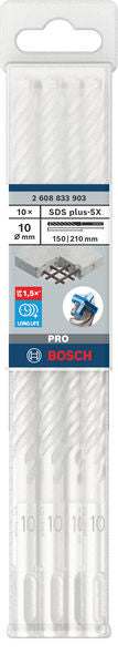 Brocas de martillo Bosch SDS plus-5X (10 unidades, 10 x 150 x 210)