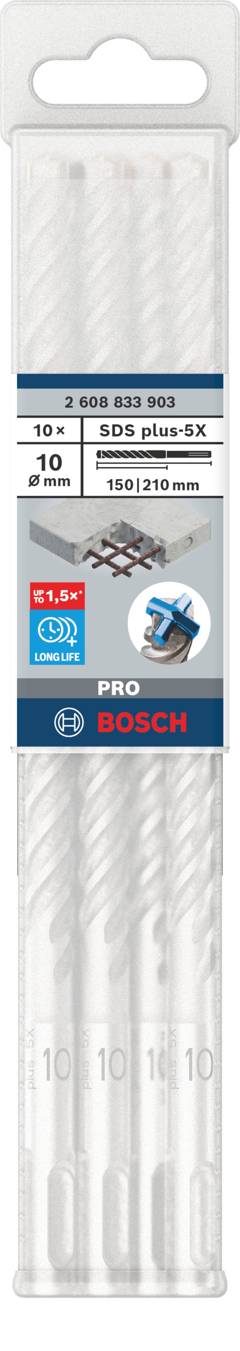 Brocas de martillo Bosch SDS plus-5X (10 unidades, 10 x 150 x 210)