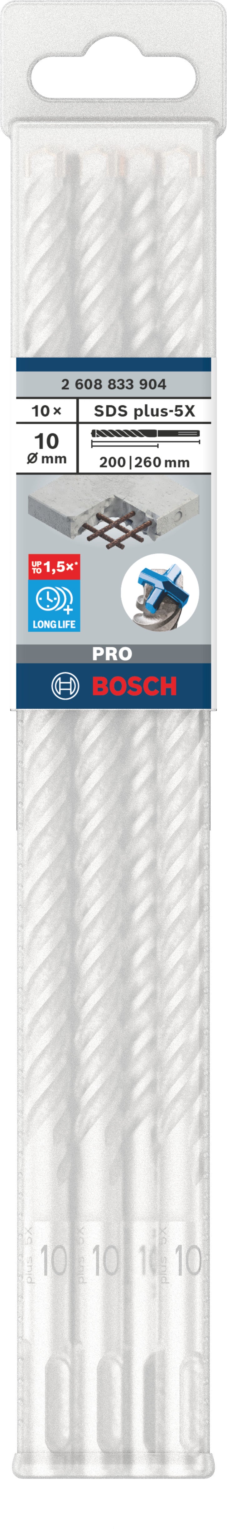 Brocas de martillo Bosch SDS plus-5X (10 unidades, 10 x 200 x 260)